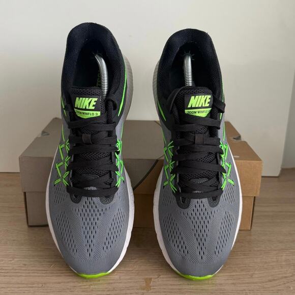 Nike Zoom Winflo 3 Sneaker Grey/Green Men Running Sneakers - SZ 11.5 - Picture 7 of 11